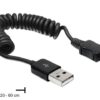 Kabel USB A-MICRO/B, 2.0. wtyk/wtyk, spirala 20-60 cm.