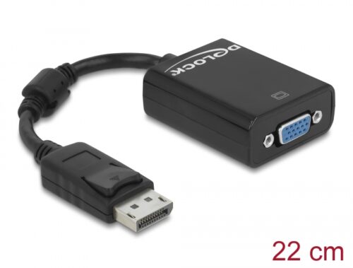 Adapter Displayport wtyk/VGA gniazdo na kablu 12cm - Delock 61848