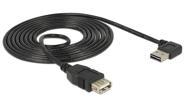 Kabel USB 2.0 wtyk A kątowy na gniazdo A proste długość 1m