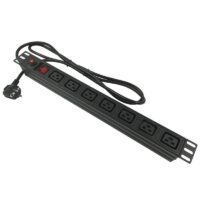 Listwa zasilająca 230V do szafy rack 19", 7 gniazd UPS (C19) z wyłącznikiem i zabezpieczeniem, 1.8m, 1U