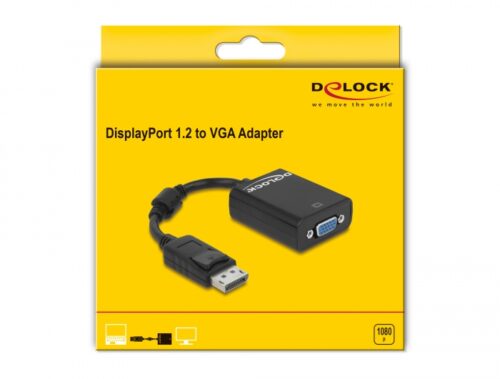 Adapter Displayport wtyk/VGA gniazdo na kablu 12cm - Delock 61848