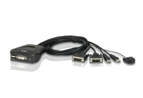 2-portowy przełącznik USB kabla DVI KVM ze zdalnym selektorem portu- ATEN CS22D