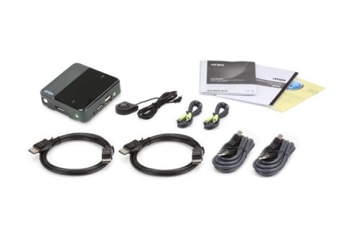 2-portowy przełącznik USB DisplayPort/Audio KVM (obsługa 4K i dołączone kable)- ATEN CS782DP