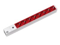 IT listwa zasil. PDU Basic 1HE z bezp.10A 19" 8x gn.Schuko czerw. zas. 2m wt. IEC320 C14 jasnosz./srebr. (333.410)