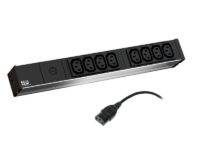 IT listwa zasil. PDU Basic 1HE z bezp.10A 19" 8x gn.IEC320 C13 zas. 2m wt.IEC320 C14 jasnosz./srebr. (333.540)