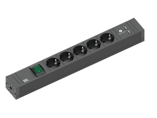 Connect Line listwa zasil. 5x gn.Schuko, 1x wył., 1x USB, zas. 2,0m (420.0021)