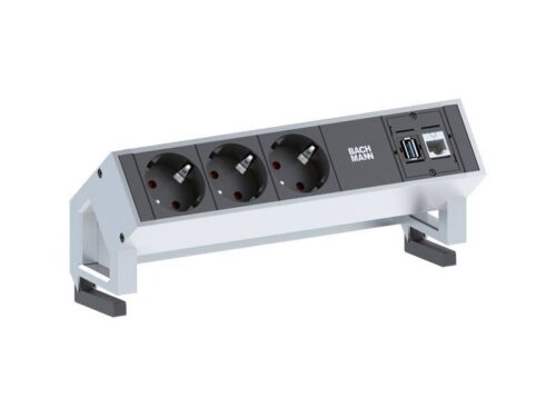 DESK2 listwa zasilająca 4M, 3x 230V(schuko) + 1x CAT6/1x USB, kolor biały, Bachmann 902.301