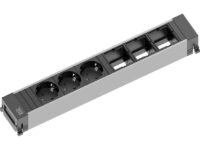 POWER FRAME listwa zasil. 6x: 3x gn.Schuko, 3x wolne miejsce czarna ALU (916.007)