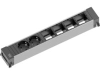 POWER FRAME listwa zasil. 6x: 2x gn.Schuko, 4x wolne miejsce czarna ALU (916.025)