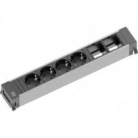 POWER FRAME listwa zasil. 6x: 4x gn.Schuko, 2x wolne miejsce czarna ALU (916.030)