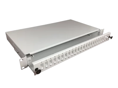 Przełącznica światłowodowa 24xsc duplex 19" 1U z płytą czołową oraz akcesoriami montażowymi (dławiki, opaski), wysuwalna ALANTEC