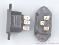 Złącze C14 na panel przykręcane rozstaw 40mm styk 4,8mm Złącze C14 na panel przykręcane rozstaw 40mm styk 4,8mm