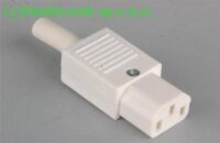 Złącze żeńskie C13 do montażu na kabel kolor biały Złącze żeńskie C13 do montażu na kabel kolor biały