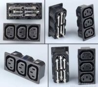 Gniazdo 3 x C13 na panel wciskane Gniazdo 3 x C13 na panel wciskane