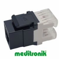 Moduł keystone gniazdo RJ45 UTP kat.6 czarne montaż poziomy tylny