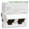 Gniazdo 2xRJ45, UTP, kat. 6, w standardzie mosaic 45x45mm,