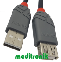 Lindy 36702 extender/przedłużacz USB A-A, 2.0, wtyk/gniazdo, długość 1m, czarny, Anthra Line