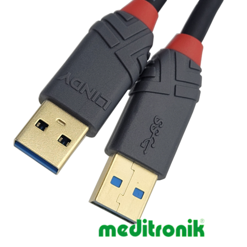 Lindy 36752 Kabel USB A-A, 3.0, wtyk/wtyk, 2m, czarny, Anthra Line