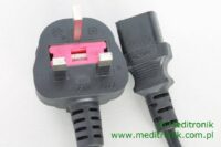 Kabel zasilający angielski złacze BS1363 na C13 długość 1,8m