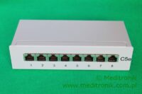 Patch panel naścienny 8 portów FTP kat.5e z pełną obudową