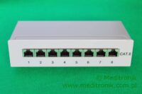 Patch panel naścienny 8 portów FTP kat.6 z pełną obudową