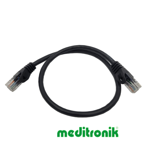 Patchcord UTP kat.6 (klasa E) linka czarny dł.0,5m kabel nieekranowany LAN RJ45