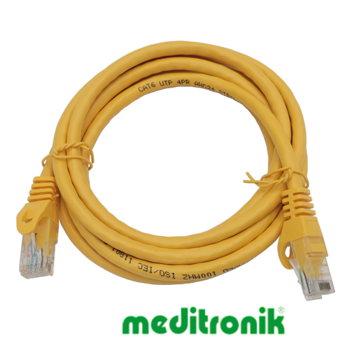 Patchcord UTP kat.6 (klasa E) linka żółty dł.2m kabel nieekranowany LAN RJ45