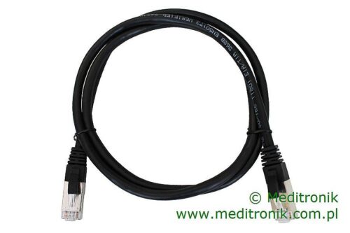Patchcord FTP miedziany kat.6 (klasa E) linka czarny dł.1m kabel ekranowany LAN RJ45