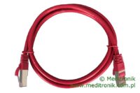 Patchcord FTP miedziany kat.6 (klasa E) linka czerwony dł.1m kabel ekranowany LAN RJ45