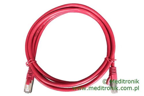 Patchcord FTP miedziany kat.6 (klasa E) linka czerwony dł.2m kabel ekranowany LAN RJ45