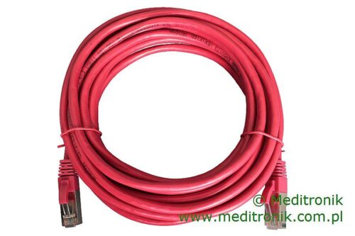 Patchcord FTP miedziany kat.6 (klasa E) linka czerwony dł.5m kabel ekranowany LAN RJ45