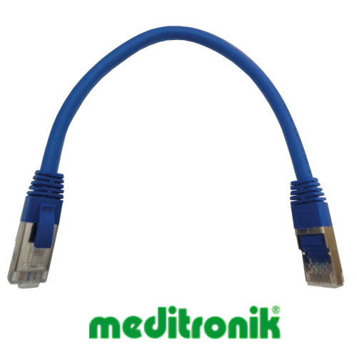 Patchcord FTP miedziany kat.6 (klasa E) linka niebieski dł.0,25m kabel ekranowany LAN RJ45
