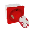 Modułowe gniazdo elektryczne 2p+z, 45x45, data z kluczem, czerwone - przystosowane do budowy gniazd modułowych wielokrotnych. ALANTEC