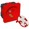 Gniazdo elektryczne 45x45 z kluczem, czerwone - 2p+z ALANTEC