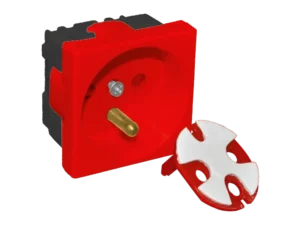 Gniazdo elektryczne 45x45 z kluczem, czerwone - 2p+z ALANTEC