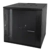 Szafa wisząca 15U, strong rack, 600x450, czarna, drzwi szklane, jednoskrzydłowe, tył osłona pełna, osłony boczne zamykane na klucz, kolor czarny, flat pack ALANTEC