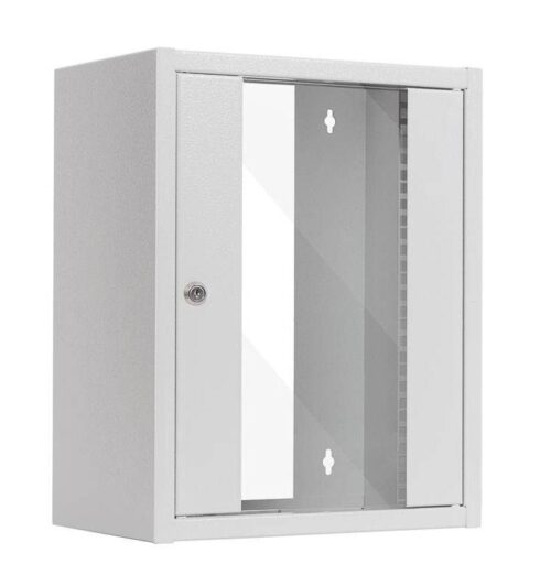 Szafa instalacyjna rack wisząca 10" 9U 280x310 szara drzwi szklane Lanberg (flat pack)