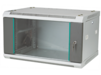 Szafka rack wisząca 19" 6U 600x450, niedzielona, drzwi szklane jednoskrzydłowe, tył osłona pełna, osłony boczne zamykane na klucz, kolor szary Q-LANTEC