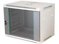 Szafka rack wisząca 19" 18U 600x450, niedzielona, drzwi szklane jednoskrzydłowe, tył osłona pełna, osłony boczne zamykane na klucz, kolor szary Q-LANTEC