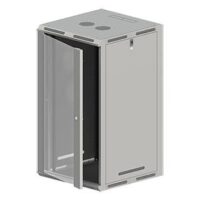 Szafa wisząco/stojąca 19" 21U 600x600, niedzielona, drzwi szklane jednoskrzydłowe, tył osłona pełna, osłony boczne ruchome perforowane, kolor szary, 4 belki ALANTEC
