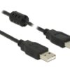 Kabel USB 2.0 wtyk A kątowy na gniazdo A proste długość 1m