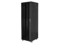 Szafa instalacyjna rack stojąca 19" 47U 800x1000 czarna drzwi szklane Lanberg (złożona)