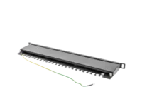 Patch panel 24 port 0.5U 19" kat.6 ftp ekranowany czarny Lanberg