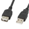 Przedłużacz usb-a m/f 2.0 1.8m czarny Lanberg