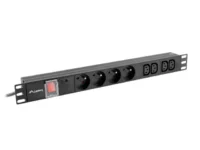 Listwa zasilająca rack pdu 19" Lanberg 1U 10a 4x 230v pl 4x iec c13 2m czarna c14