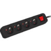 Listwa przedłużacz 4x230V 1,5m czarna z włącznikiem