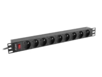 Listwa zasilająca rack pdu 19" Lanberg 1U 16a 9x 230v pl 3m czarna