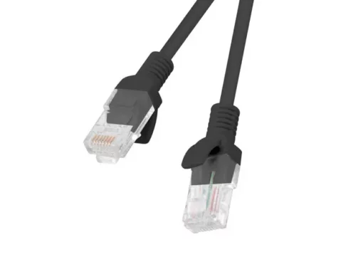 Patchcord kat.5e utp 0.5m czarny fluke passed Lanberg 10-pack