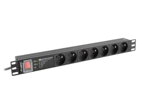 Listwa zasilająca rack pdu pro 19" Lanberg 1U 16a 7x 230v pl spd-3mp 2m czarna