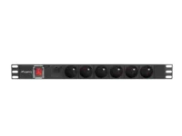 Listwa zasilająca rack pdu 19" Lanberg 1U 16a 6x 230v pl 2m czarna